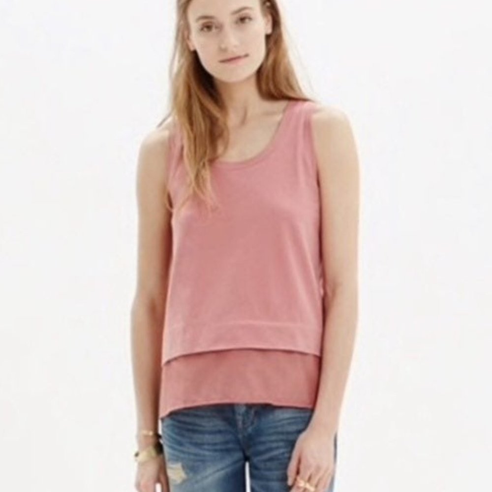 Madewell Dusty Pink Tank with Gauzy Layer